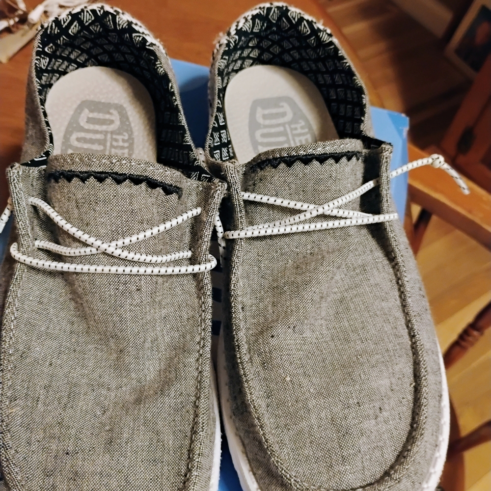 Hey Dude Gray Loafers with White Accents